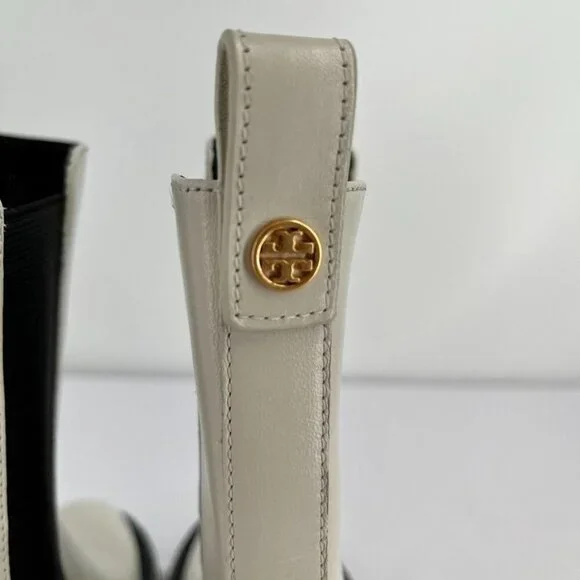 Tory Burch Women's Size 9 Benton Boot Vachetta Calf Heavy Boots In Ivory/Black - Picture 10 of 15